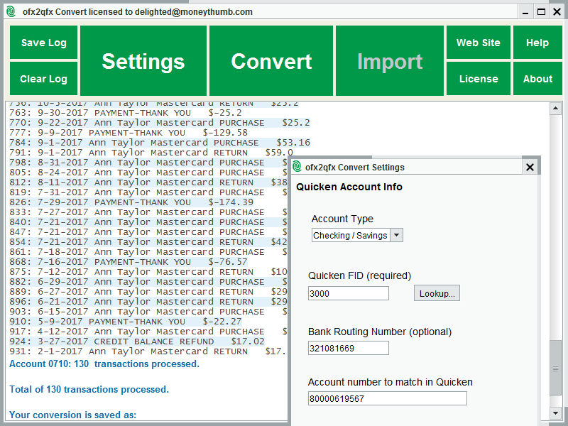 Convert .OFX files to .QFX for Quicken.