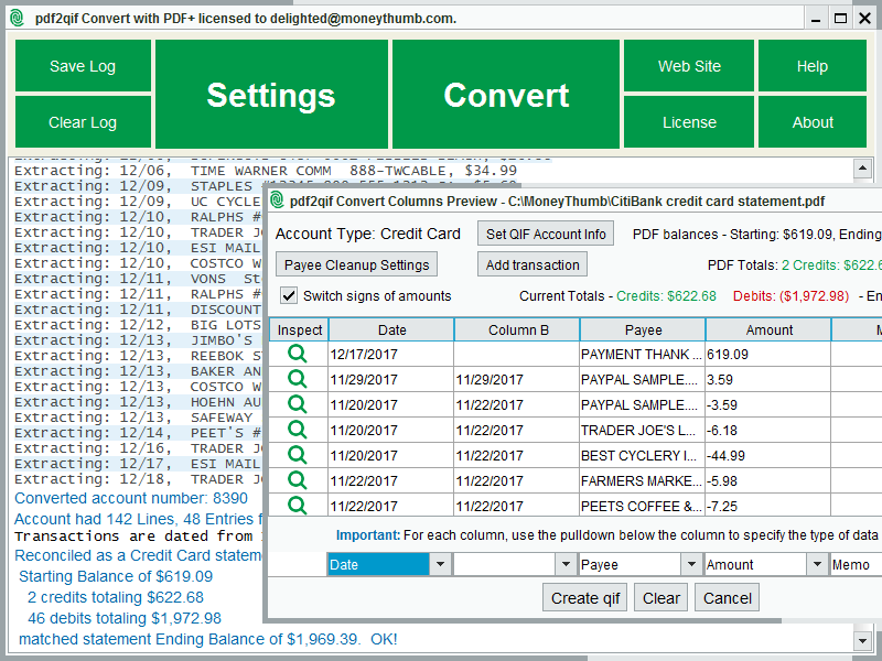PDF2QIF Convert screenshot PDF2QIF Convert screenshot