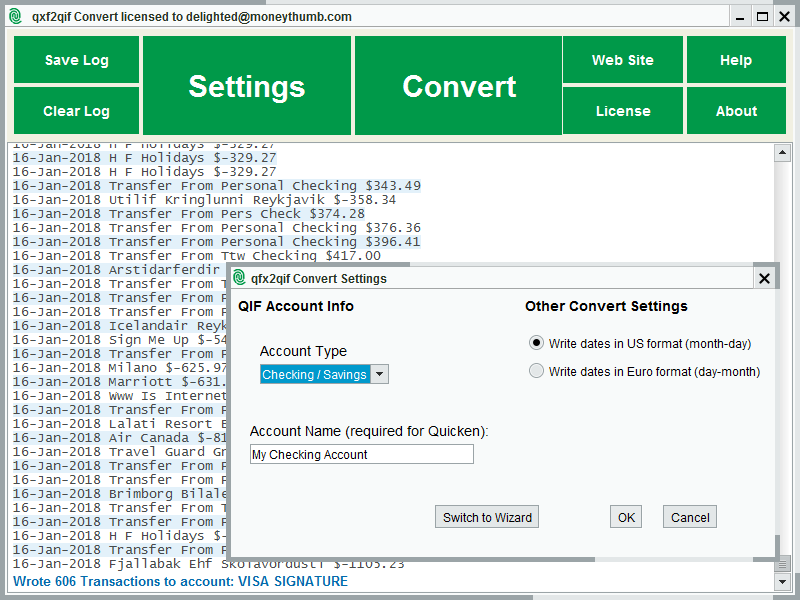 QFX2QIF Convert screenshot QFX2QIF Convert screenshot
