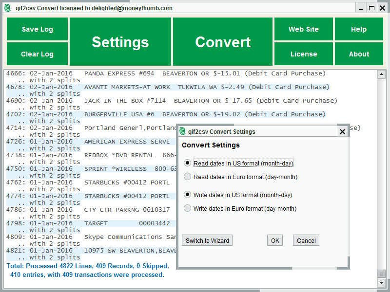 QIF2CSV Convert screenshot QIF2CSV Convert screenshot