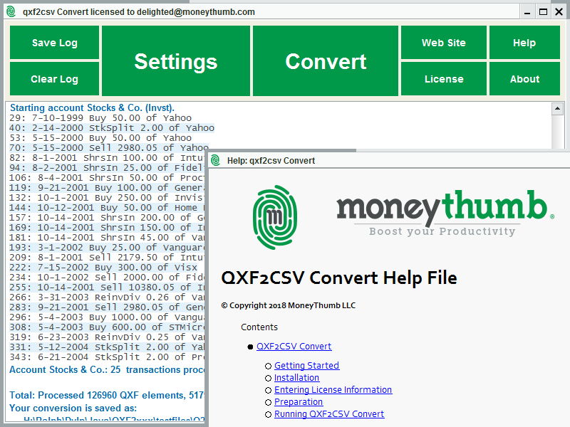 Quicken .QXF to .CSV  format Converter.