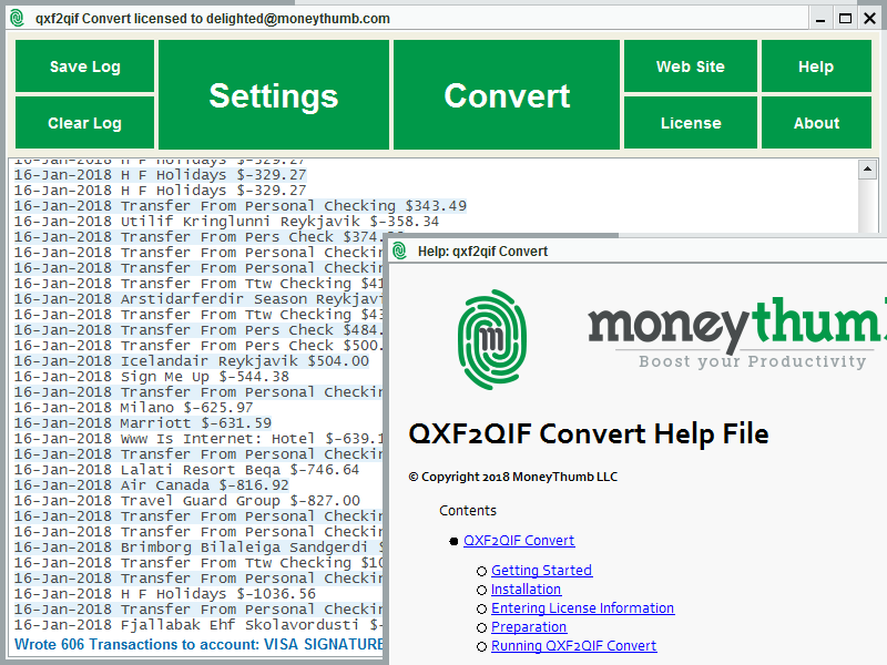 Quicken .QXF to .QIF format Converter.