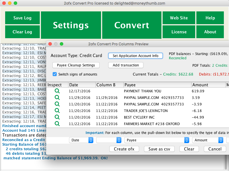 2ofx Convert Pro - MoneyThumb