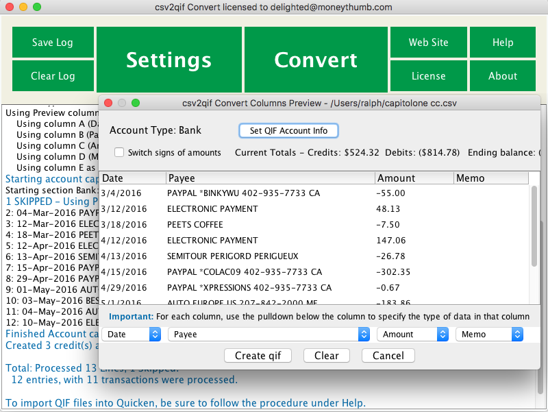 csv2qif free csv2qif free