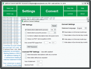 pdf2csv Convert Screenshot