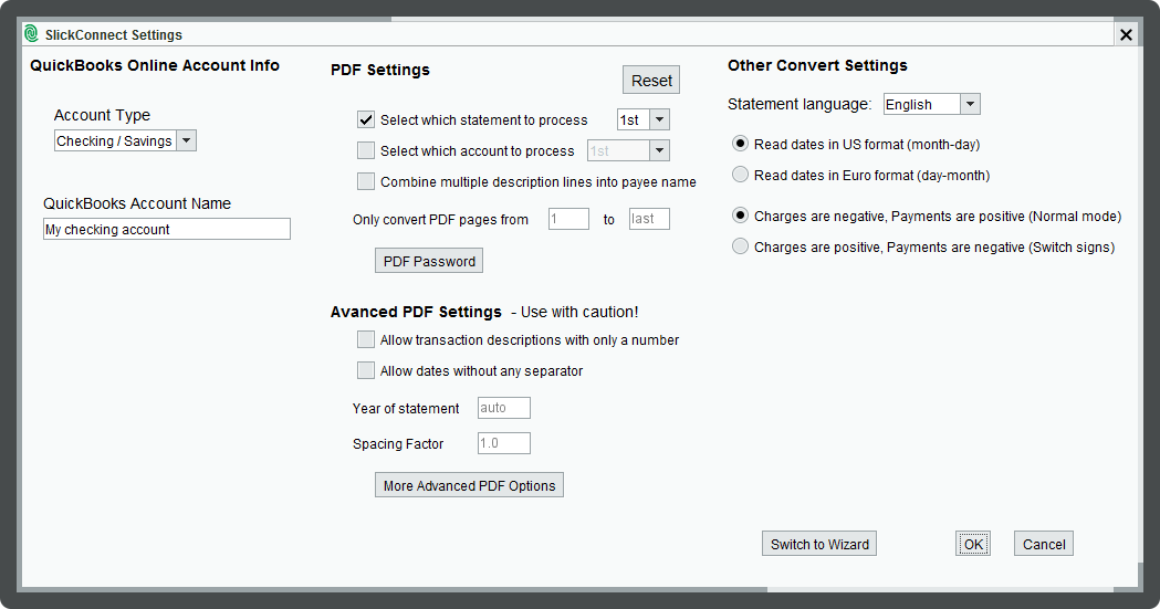 SlickConnect Settings