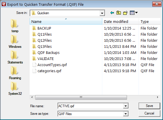 QFX Export